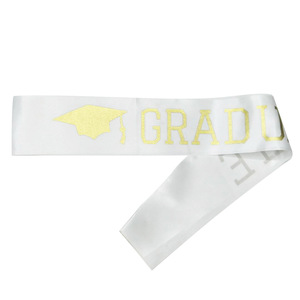 Écharpe de graduation en tissu sérigraphié doré, pour décoration de fête, ceinture d'étiquette à porter sur l'épaule - Product Image 1