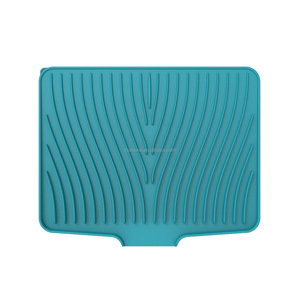 Luxury New <b>Silicone</b> Infusion Opening Slope <b>Drain</b> <b>Mat</b> Simple Dishes Plate Drying Water Filtering Pad Heat Insulation for Table - Product Image 1