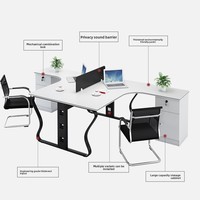 Poste de travail de bureau moderne pour 4 personnes, bureau d'angle, bureau informatique pour le personnel, utilisation au bureau