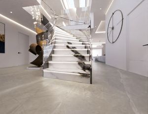 Panda Tự Nhiên Đá Cẩm Thạch Trắng Cầu Thang Cong Bước Sang Trọng Cầu Thang Xoắn Ốc Trong Nhà Thiêu Kết Đá Cầu Thang Gỗ Tread - Product Image 6