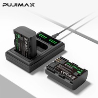 PUJIMAX 2 Adet 2750mAh LPE6 LP-E6 Pil ve LED'li Çift Şarj Cihazı Canon EOS 5DS R 5D Mark II 5D Mark III 6D 7D 70D 80D Fotoğraf Makineleri için