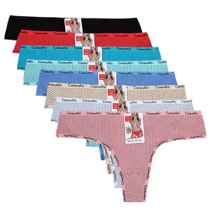 UOKIN Celana Dalam Thong Wanita Satin Seksi Tali G Seksi Desain Ringkas Pakaian Dalam Wanita Cueca dengan Logo