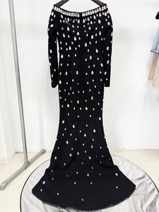 OUDINA Abito Lungo Elegante con Perline e Diamanti, Spalle Scoperte, Strass, Vestito <span class=keywords><strong>da</strong></span> <span class=keywords><strong>Sera</strong></span> per Donna, <span class=keywords><strong>Taglie</strong></span> Plus - Product Image 6