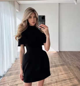 Zevity 2026 Primavera Abito da Donna <span class=keywords><strong>Chic</strong></span> Stile Sciarpa Vita Alta Vestibilità Slim Linea ad A <span class=keywords><strong>Abbigliamento</strong></span> da Festa Femminile di Alta Qualità Nero Bianco - Product Image 4