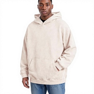 Sweat-shirt à capuche épais en molleton thermique pour homme, personnalisé avec logo OEM, tricoté uni, style vintage délavé à l'acide, 100 % coton - Product Image 4