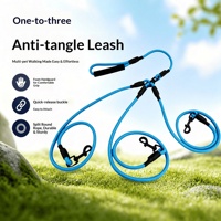Laisse pour chien en nylon durable avec trois connecteurs fendus, corde de promenade anti-emmêlement pour trois chiens, contrôle à une seule main