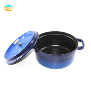 Casserole <span class=keywords><strong>en</strong></span> <span class=keywords><strong>fonte</strong></span> <span class=keywords><strong>émaillée</strong></span> quantité minimale de commande <span class=keywords><strong>basse</strong></span> 22cm 24cm 26cm avec couvercle Bouton <span class=keywords><strong>en</strong></span> acier sans tache - Product Image 3
