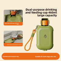 Bouteille d'eau et de nourriture pliable 2 en 1 pour animaux de compagnie, 460 ml, bol d'alimentation et d'abreuvement extérieur, facile à nettoyer, fournitures de voyage portables pour chiens et chats