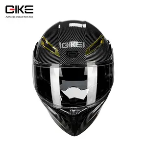 Qike Patrón de fibra de carbono Ala trasera Cara abierta 3C Cascos de cara completa para hombres y mujeres Tamaño grande Nuevo ABS Motocicleta Ciclismo - Product Image 3