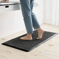 Tapis de cuisine antidérapant et anti-fatigue rembourré imperméable UKISS, motif quadrillé, en PVC avec support en mousse - Noir 17,3x28 pouces pour la cuisine
