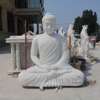 BLVE grandeur nature extérieur Temple décoration sculptée à la main bouddhiste Statue religieuse marbre blanc Bouddha Sculpture