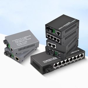 Fiber Optic Media Converter Single Mode SC Port Fast <b>Ethernet</b> Full Duplex Plug and Play Industrial Grade POE SDK GSM - Product Image 2