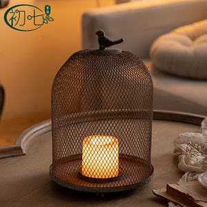 Juego de Portavelas de Malla de Hierro Forjado con Forma de Jaula de Pájaros y Linterna Decorativa Superior con Forma de Pájaro para Decoración del Hogar - Product Image 5