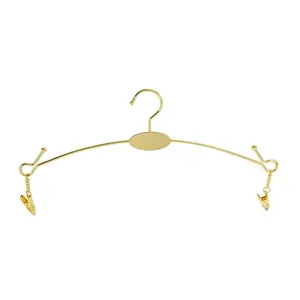 Celana Dalam Bra Logo Kustom Grosir Kualitas Tinggi Gantungan Bikini Rose Gold dengan Klip Pakaian Display