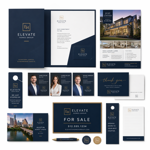 Kit de Marca Personalizado para Agencia Inmobiliaria, Tarjetas Postales, Folletos y Tarjetas a Medida para la Lanzamiento de la Identidad de Marca de una Compañía Inmobiliaria - Product Image 1
