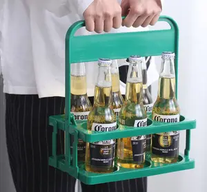 Plastik dapat dilipat 6 keranjang bir, pembawa botol olahraga dapat dilipat/pembawa minuman lipat