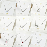 Collier pendentif vintage personnalisé en argent plaqué argent, fleurs, perles, diamants, étoile, lune, croix, zircon, pour femmes, accessoires de bijoux, cadeau