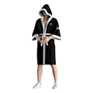 Bata de Boxeo Ligera Negra para Hombre, Transpirable, de Poliéster que Absorbe la Humedad, para Calentamiento Previa al Combate - Product Image 3