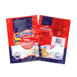 Custom Printed Vacuum Fish Chicken Frozen Sea Food Packaging 3 Side Seal Plastic Flat Pouch Retort Bags With Logo