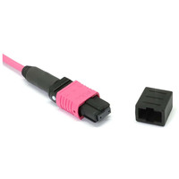 Kabel Patch Cord Fiber Optik MPO-MPO Kustom 8/12/24/48 Serat OM4 Multimode Magenta 1m 5m Kabel MTP/MPO untuk Data Center PVC/LSZH