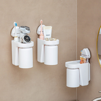Boîte de rangement murale multifonctionnelle en plastique recyclé avec ventouse pour salle de bain, organisateur d'objets divers, support pour brosse à dents