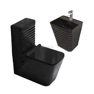 Amélioration de la salle de bain Toilette blanche à rebord doré WC Combinaison de lavabo de toilette Nigeria Mise à niveau compétitive 1 pièce Toilette à <span class=keywords><strong>prix</strong></span> réduit - Product Image 4