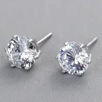 Nouveautés classique or bijoux série 14K or personnalisé classique Six griffes diamant fiançailles boucle d'oreille