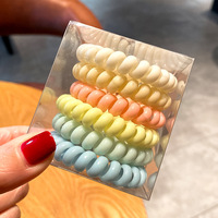 Élastiques à cheveux spirale personnalisables en forme de fil téléphonique, 6 pièces/boîte, pour femmes et filles, échantillon rapide, chouchous en fil téléphonique
