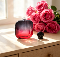 Flacon de parfum en verre de luxe personnalisé de 50 ml, couleur violette et rose tendance