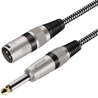 XLR Erkek - 1/4 İnç TS Kablolar Naylon Örgülü XLR 3 Pin Erkek - Çeyrek İnç 6.35mm TS Dengesiz Ara Bağlantı Kablosu Mikrofon Kablosu