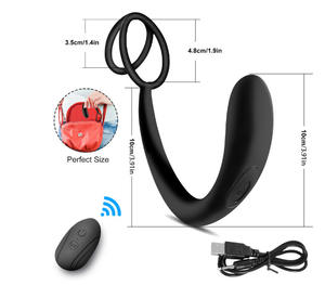 Vibratore remoto senza fili <span class=keywords><strong>per</strong></span> gli uomini doppio anello di massaggio della <span class=keywords><strong>prostata</strong></span> prodotti maschili masturbazione anale plug in silicone giocattoli - Product Image 5