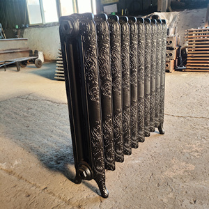 Radiatore BGL 76cm in Ghisa Stile Rococò <span class=keywords><strong>a</strong></span> Due Colonne, Montaggio <span class=keywords><strong>a</strong></span> <span class=keywords><strong>Pavimento</strong></span>, Anticorrosione, Design Grafico Nero Primer - Product Image 3