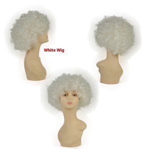Cheveux synthétiques durables à haute température Perruque de clown courte de haute qualité pour les fans de la coupe du monde Fête pour enfants adultes Petite taille de bonnet - Product Image 2