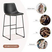 Tabouret de bar en cuir PU sur mesure 2026 avec structure métallique pour comptoir de cuisine et petit-déjeuner à domicile