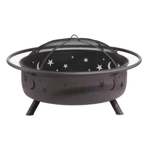 Popular Large Cauldron Fire Pit with Moon and Star Cutout