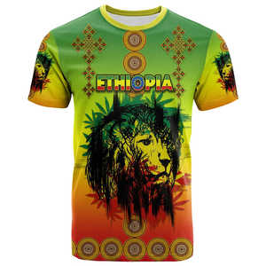 T-shirt Slim pour <span class=keywords><strong>homme</strong></span> Éthiopie Casque <span class=keywords><strong>Rasta</strong></span> Lion personnalisé Dreadlock tissé célébrant le jour de l'indépendance éthiopienne - Product Image 4