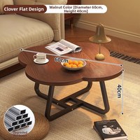 Table basse en bois durable de forme créative en trèfle à quatre feuilles, design minimaliste moderne et écologique pour salons et chambres