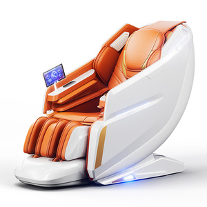 Smart Massage <b>Chair</b> Full Body 4D Robotic Hand <b>Zero</b> <b>Gravity</b> SL Rail Orange White Home Use - Product Image 2