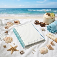 Carnet à spirale YPS Ocean Wave Shell Print, couverture rigide, 100 feuilles, journal étudiant, impression personnalisée, cadeau pour le bureau ou l'école