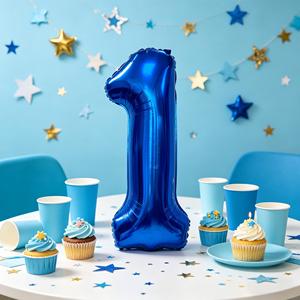 Party Love Balloon Number 1 Blue Dark N1 12 pcs Bag 1M Foil Balloon for Celebrations - Product Image 4