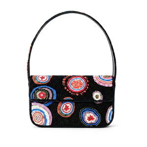 Indian Women's Handcrafted Classic Fashion Bohemian Style Beaded Cotton Messenger Clutch Bags Evening Party Shoulder Bag Ring - Product Image 1