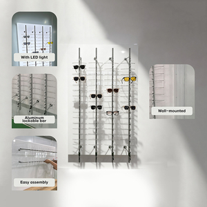 Tùy chỉnh LED thắp sáng Acrylic kính hiển thị đứng Wall Mount Kính mát hiển thị giá có thể khóa quang khung hiển thị thanh - Product Image 3