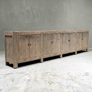 <b>Rustic</b> Solid Wood Sideboard 4 Door Storage <b>Cabinet</b> Antique Living Room Furniture Chinese Shanxi Style - Product Image 1