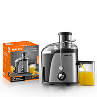 HALEY Elektrische Hoge Snelheid Centrifugaal Sapcentrifuge Draaiknop Snelheidsregeling Grijs Compact 500ml Enkelvoudige Beker Brede Invoer Fruitpers