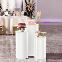 Supports cylindriques minimalistes en plastique blanc durable BRGHN, 3 pièces, pour la décoration de mariage, de baby shower et de fête