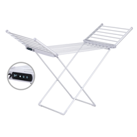 Séchoir à Linge Électrique Pliable avec Contrôleur de Température et Minuterie, Séchoir à Vêtements Électrique Portable Ailé pour Balcon