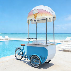 รถขายไอศกรีมซอฟต์เสิร์ฟแบบเคลื่อนที่ รถเข็นขายอาหารแช่แข็ง รถเข็นขายเครื่องดื่มไอศกรีม - Product Image 4