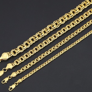Collier chaîne cubaine plaqué or 24 carats JXX Wholesale Hip Hop pour hommes, style classique, matériau principal laiton - Product Image 1