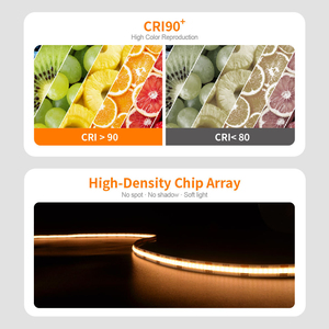 Éclairage pour hôtels et musées, 640 LED/m, CRI90, 2700K-6500K, DC24V, dimmable, flexible, découpable, 5M/10M, IP20, bande LED COB - Product Image 3