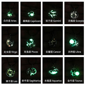 G1359 12 Pendentif Signe du Zodiaque Glow in the dark bijoux Astrologie Horoscope Glow In The Dark Collier - Product Image 3